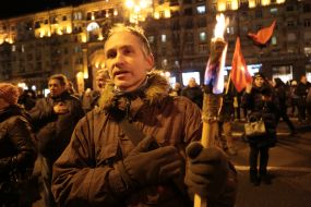 Participants of the torchlight procession
