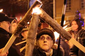 Participants of the torchlight procession