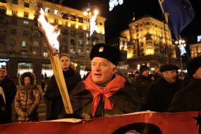 Participants of the torchlight procession