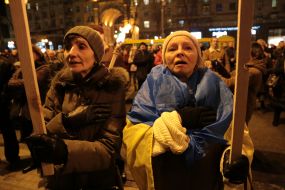 Participants of the torchlight procession