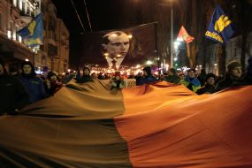 Participants of the torchlight procession
