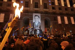 Participants of the torchlight procession