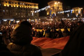 Participants of the torchlight procession