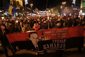 Participants of the torchlight procession