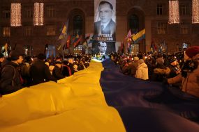 Participants of the torchlight procession