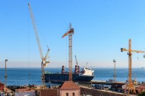 View of the seaport in Lisbon