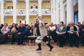 Participant of Children's Folklore Theater "God forbid" in a goat costume