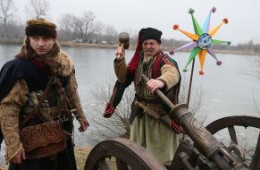 Participants of reconstruction in historical costumes