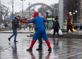 Animator in a "Spider-Man" suit