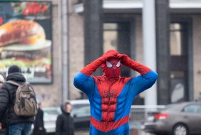 Animator in a "Spider-Man" suit