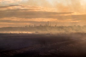 Fire in the open ground in Odessa