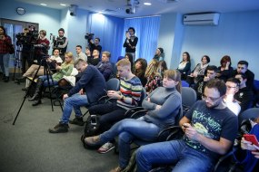 Participants of the press briefing