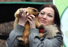 Nadezhda Tokarskaya and marmot Timka