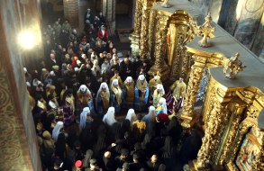 Participants of the prayer service on the occasion of the first anniversary of Epiphany's enthronement