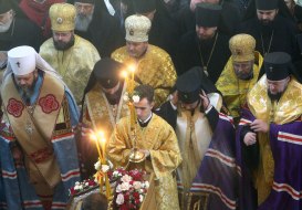 Participants of the prayer service on the occasion of the first anniversary of Epiphany's enthronement