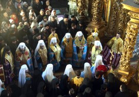 Participants of the prayer service on the occasion of the first anniversary of Epiphany's enthronement