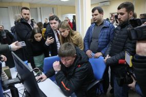 SBU staff conduct a search in one of the offices of 1 + 1 media group