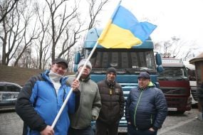 Акция протеста дальнобойщиков и перевозчиков у Кабмина