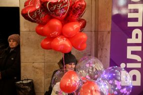 Woman with balloons