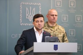 Volodymyr Zelenskyy  and  Ruslan Khomchak