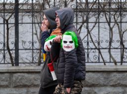 Young people with masks