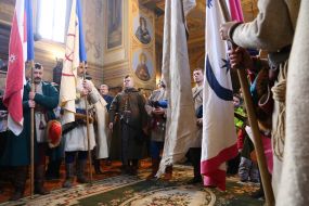 The participants of the reconstruction of the Consecration of the banners of Cossack