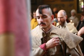 The participants of the reconstruction of the Consecration of the banners of Cossack