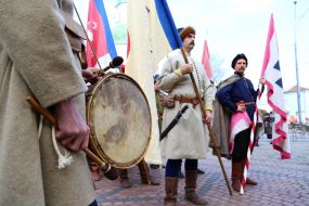 The participants of the reconstruction of the Consecration of the banners of Cossack