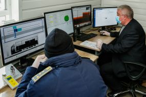 Customs inspectors are scanning the truck