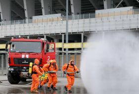 Study shows rescue workers at the stadium "Arena Lviv"