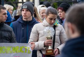 Picket of students and teachers of the Olympic College named after Ivan Piddubny