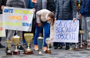 Picket of students and teachers of the Olympic College named after Ivan Piddubny