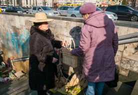 Woman sells straw products in transition