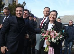 Vladimir Zelensky, Zoryana Skaletskaya in Novye Sanzhary