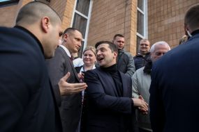 Vladimir Zelensky in Novye Sanzhary