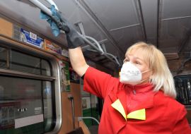 Disinfection of Kharkiv subway cars