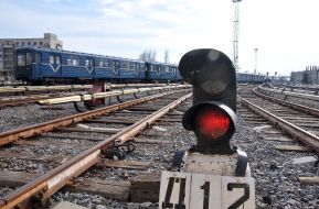 Trains on the territory of the Saltovskoe depot of the Kharkov Metro