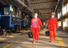 Disinfection of Kharkiv subway cars