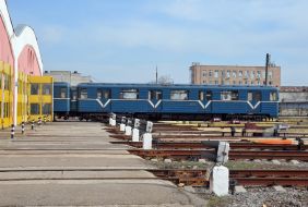 Trains on the territory of the Saltovskoe depot of the Kharkov Metro