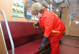 Disinfection of Kharkiv subway cars