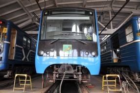 Trains on the territory of the Saltovskoe depot of the Kharkov Metro