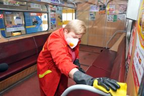 Disinfection of Kharkiv subway cars