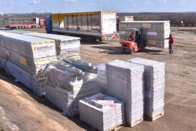 Preparatory work before construction of a bridge across the Dnieper river in Zaporizhia