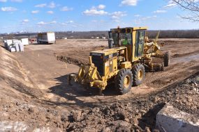 Preparatory work before construction of a bridge across the Dnieper river in Zaporizhia