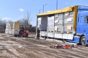 Preparatory work before construction of a bridge across the Dnieper river in Zaporizhia