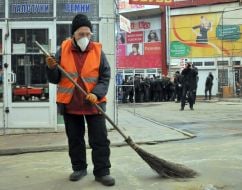 Disinfection on the market "Barabashovo" in Kharkiv