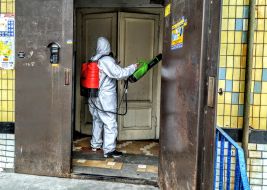 Disinfection of an apartment building