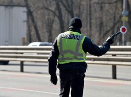 The checkpoint police at the entrance to Kiev