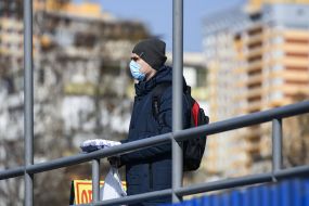 Masked man on the street during an epidemic