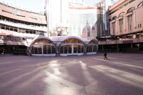 Semi-empty yard of Arena City Shopping Center
